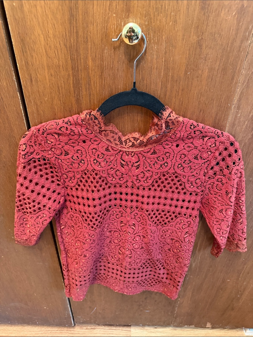 Zara Rust Red Lace Blouse